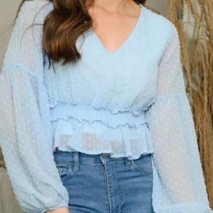 Swiss Dot Smoked Waist Top